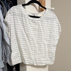 Cynthia Rowley White Boxy Top with Bumble Bee Stripe